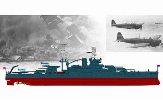 【新製品】[0089195871275] 7127)戦艦 アリゾナ & 九七式艦上攻撃機 1941年12月7日 真珠湾攻撃