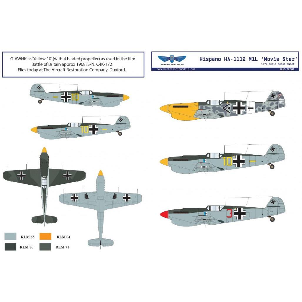 【新製品】アティチュードアビエーション BUC-72001 1/72 イスパノ HA-1112 M1L 映画 空軍大戦略