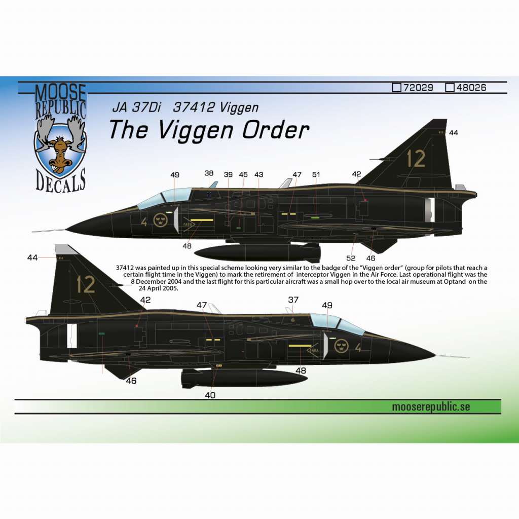 【新製品】ムースリパブリックデカール 48026 サーブ JA-37Di 37412 ビゲン The Viggen Order