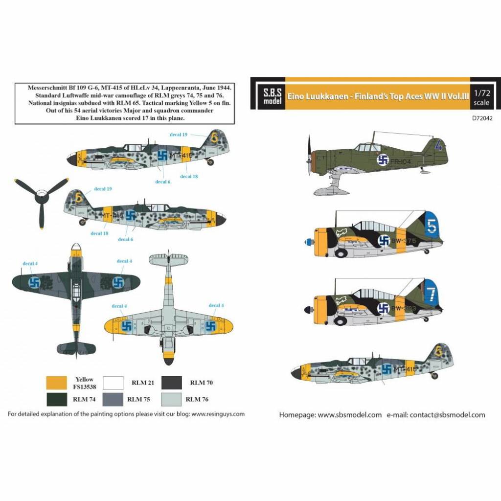 【新製品】D72042 1/72 WWII フィンランド軍エースパイロット Vol.III エイノ・ルーッカネン