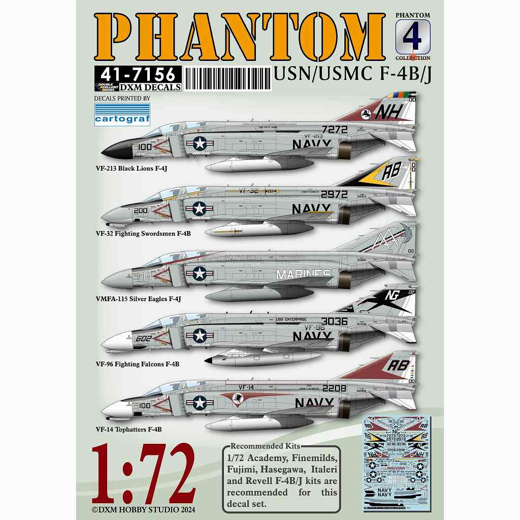 【新製品】41-7156 アメリカ海軍/海兵隊 F-4B/J ファントムII VF-14/VF-32/VF-96/VF-213/VMFA-115