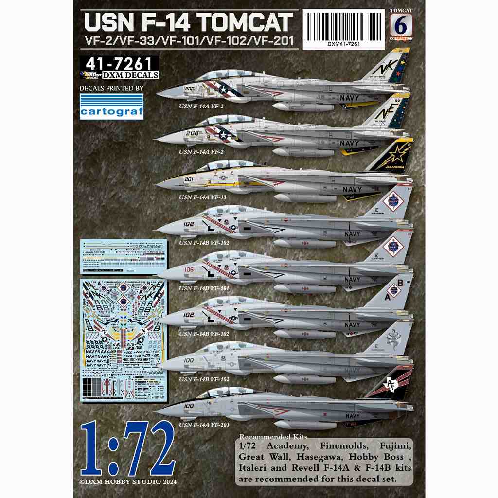 【新製品】41-7161 1/72 アメリカ海軍 F-14 トムキャット VF-2/VF-33/VF-101/VF-102/VF-201