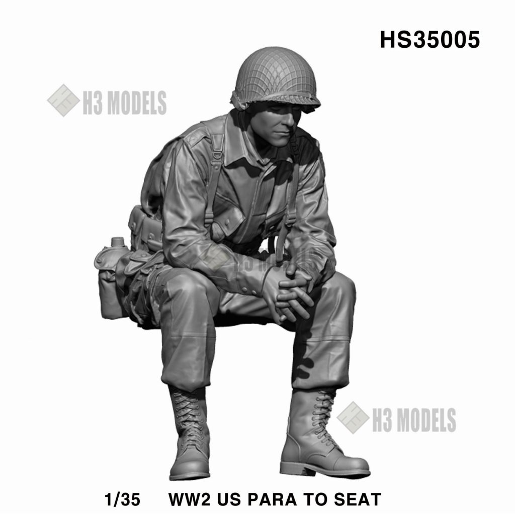 【新製品】HS35005 1/35 WWII アメリカ陸軍 腰掛けて小休を取る空挺兵