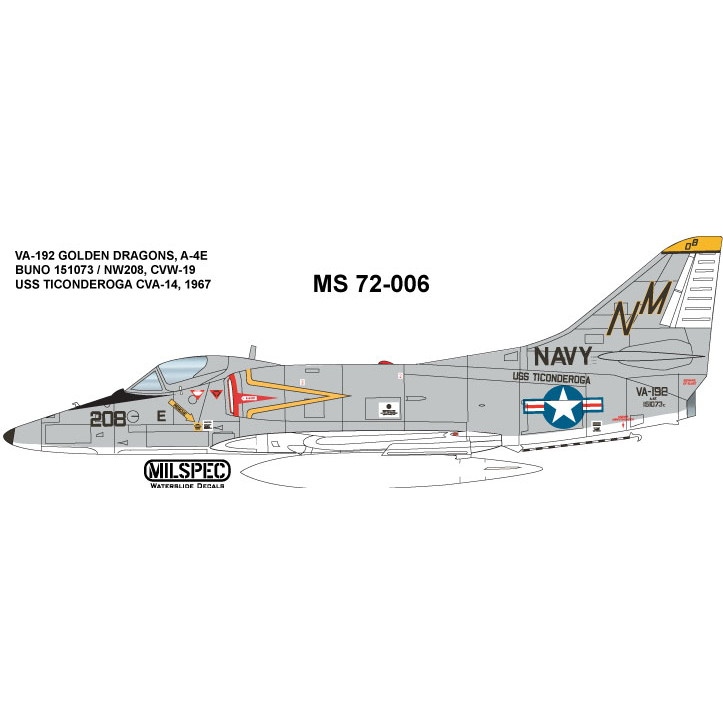 【新製品】72-006 ダグラス A-4E スカイホーク VA-192 ゴールデンドラゴンズ 1967