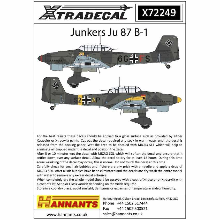 【再入荷】X72249 ユンカース Ju87B-1 スツーカ