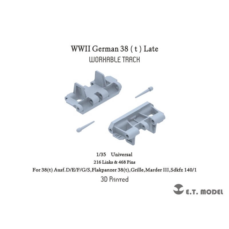 【新製品】P35007 1/35 WWII ドイツ 38（t）戦車用可動式履帯 後期型