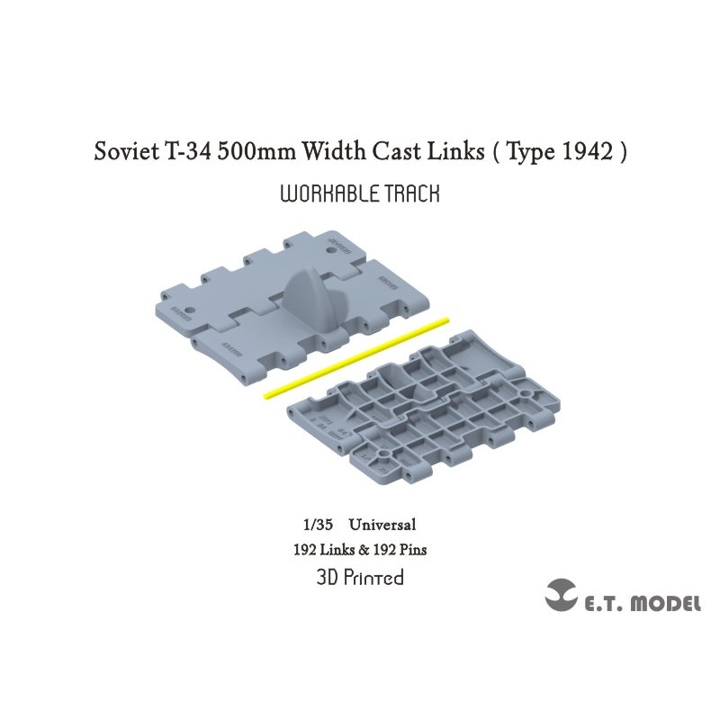 【新製品】P35017 1/35 WWII ソビエト T-34中戦車用可動式履帯 1942年型 500mm幅