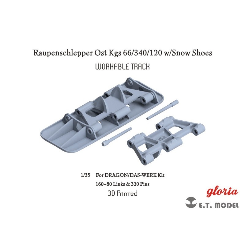 【新製品】P35030 1/35 WWII ドイツ ラウペンシュレッパー Ost（東部用装軌式牽引車）用可動式雪上履帯 kgs66/340/120