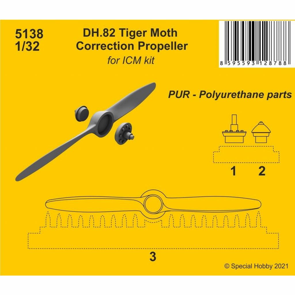【新製品】5138 1/32 デ・ハビランド DH.82 タイガーモス 修整プロペラ(ICM用)