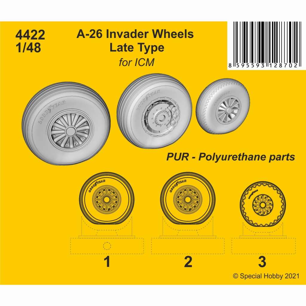 【新製品】4422 1/48 ダグラス A-26 インベーダー 後期型ホイール(ICM用)