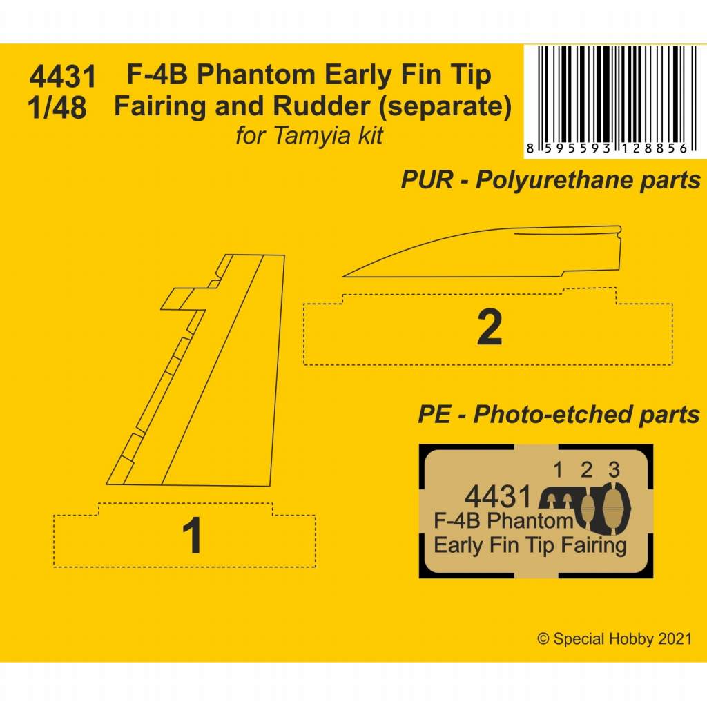 【新製品】4431 1/48 F-4B ファントムII 初期型垂直尾翼先端 & 方向舵 (タミヤ用)