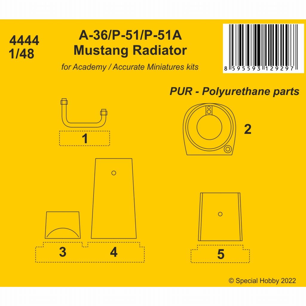 【新製品】4444 1/48 A-36/P-51/P-51A マスタング ラジエター (アカデミー用)