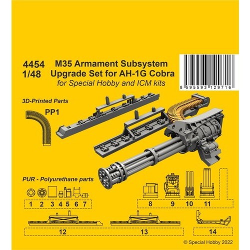 【新製品】4454 1/48 AH-1G コブラ用M35 20mm砲アップグレードパーツ(スペシャルホビー用)