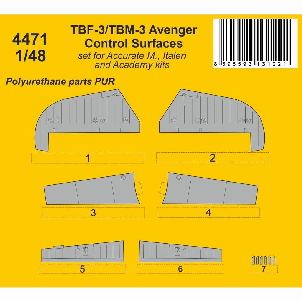 【新製品】4471 1/48 TBF-3/TBM-3 アベンジャー コントロールサーフェイス (アカデミー用)