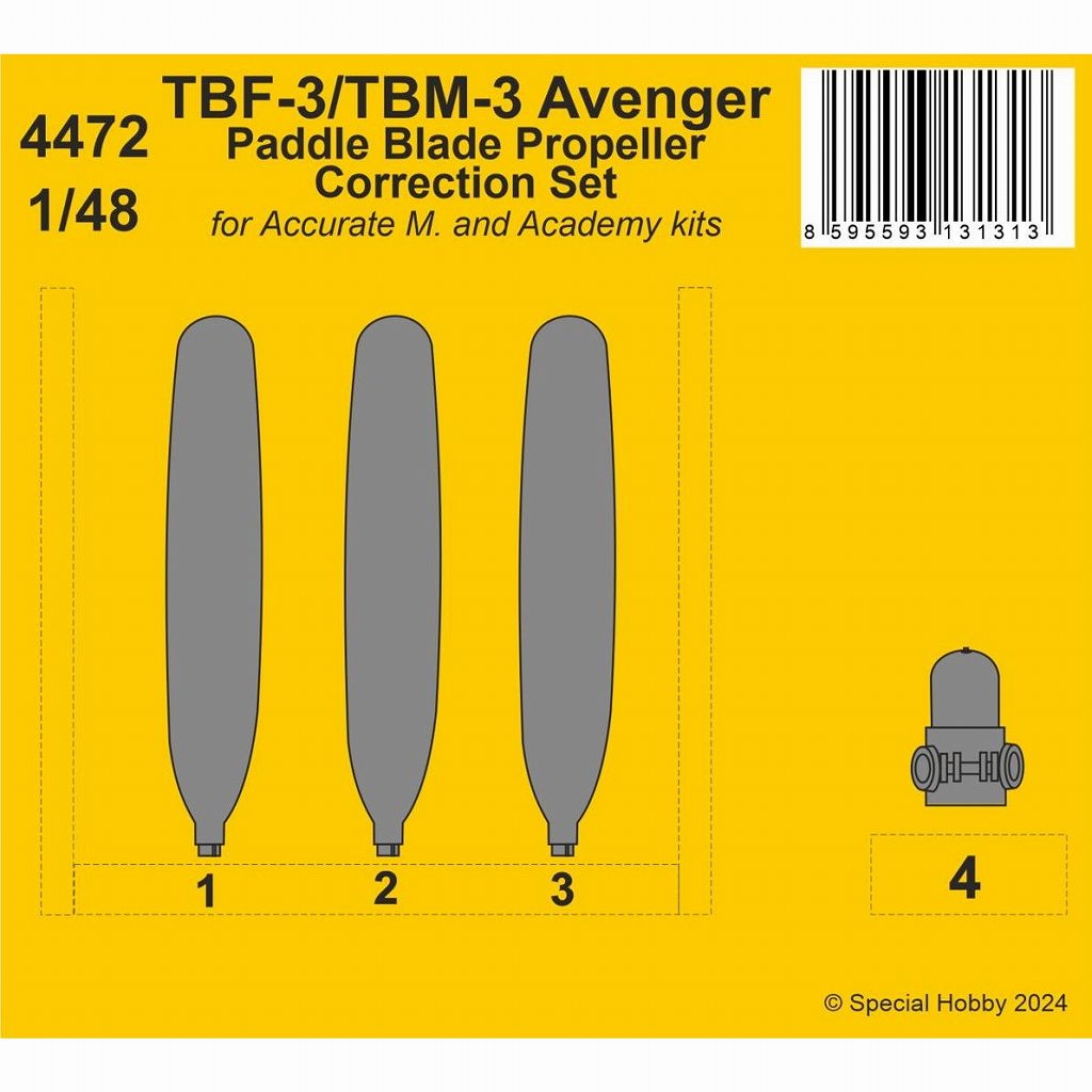 【新製品】4472 1/48 TBF-3/TBM-3 アベンジャー 修整プロペラ (アカデミー用)