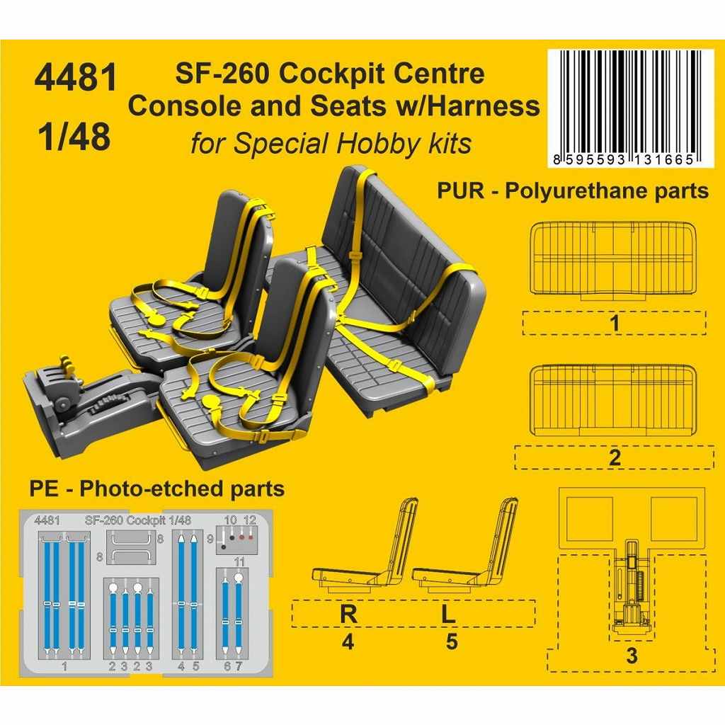 【新製品】4481 1/48 SF-260 中央コンソール・座席セット(スペシャルホビー用)