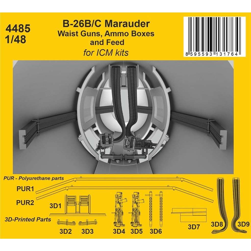 【新製品】4485 1/48 B-26B/C マローダー 後部機関銃ディテールセット (ICM用)