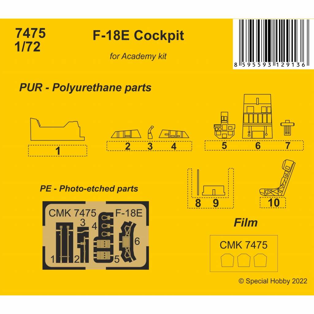 【新製品】7475 1/72 F/A-18E スーパーホーネット コクピット (アカデミー用)