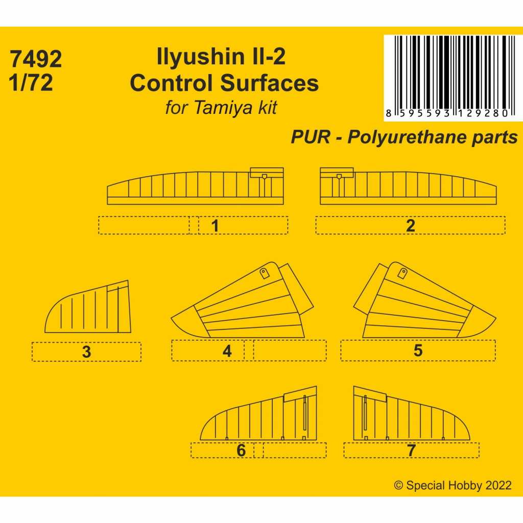 【新製品】7492 1/72 イリューシン Il-2 シュトルモビク コントロールサーフェス (タミヤ用)