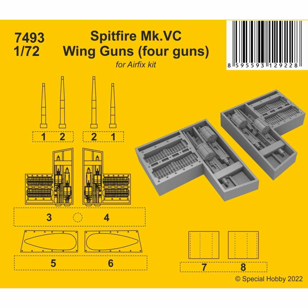 【新製品】7493 1/72 スーパーマリン スピットファイア Mk.Vc ガンベイ(イスパノ 20mm砲 4丁装備)(エアフィックス用)