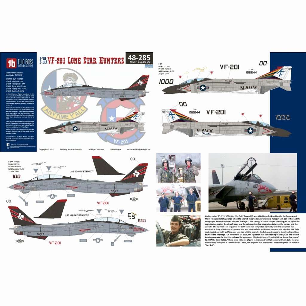 【新製品】48285) McDonnell F-4N Phantom/Grumman F-14A Tomcat VF-201 Lone Star Hunters