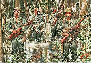 【新製品】[2010463508904] 3589)米 海兵隊4体 太平洋戦争ジャングル戦