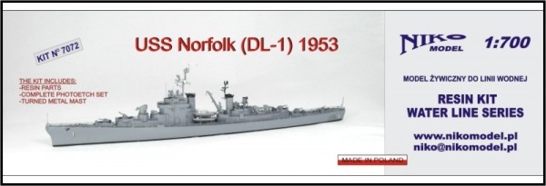 【新製品】[2010667007203] 7072)嚮導駆逐艦 DL-1 ノーフォーク Norfolk 1953