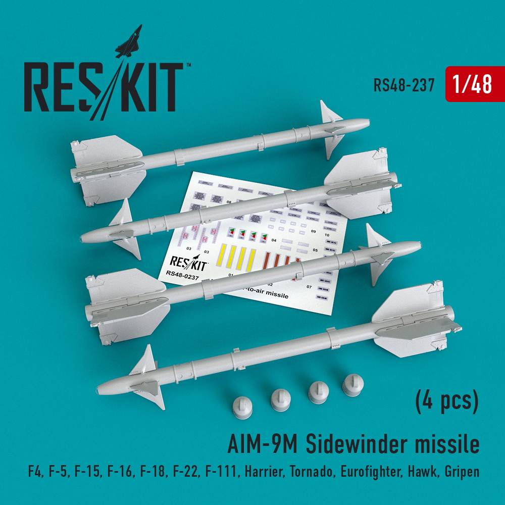 【新製品】RS48-0237 AIM-9M サイドワインダーミサイル w/リムーブ・ビフォア・フライトカバー (4個入り)