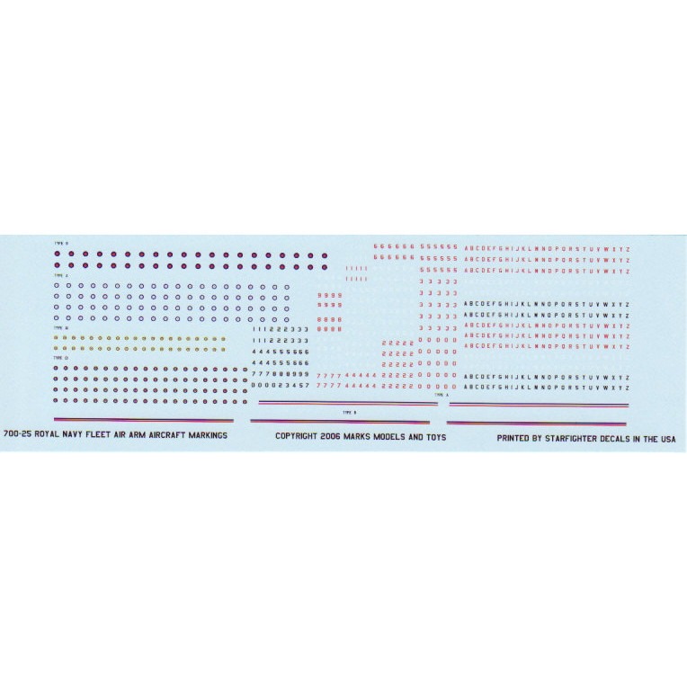 【新製品】700-25 イギリス海軍航空隊艦載機 国籍マーク＆機体番号セット 大西洋 1940-44年