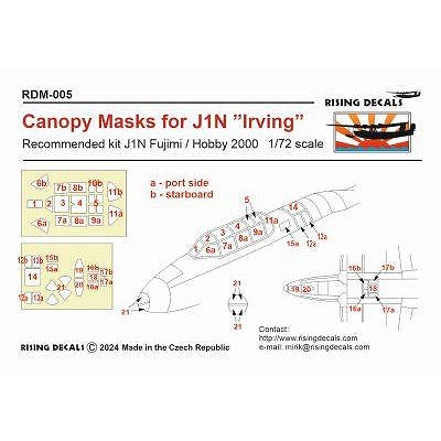 【新製品】RDM-005 1/72 J1N 月光 塗装マスクシール(フジミ用)