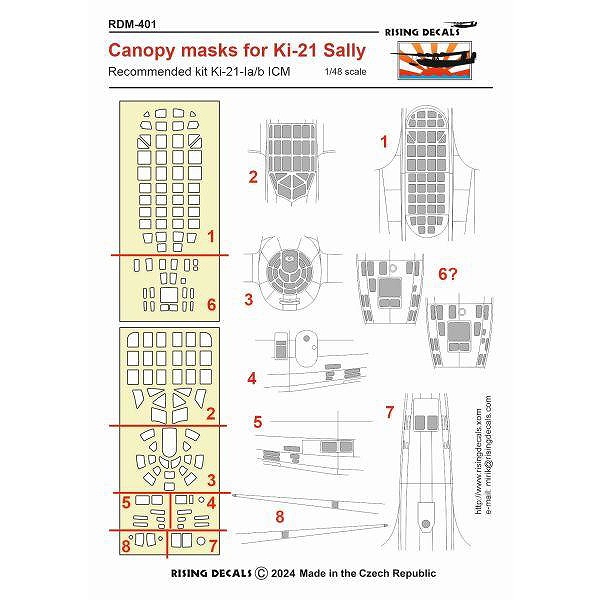 【新製品】RDM-401 1/48 Ki-21-I 九七式重爆撃機塗装マスクシール (ICM用)