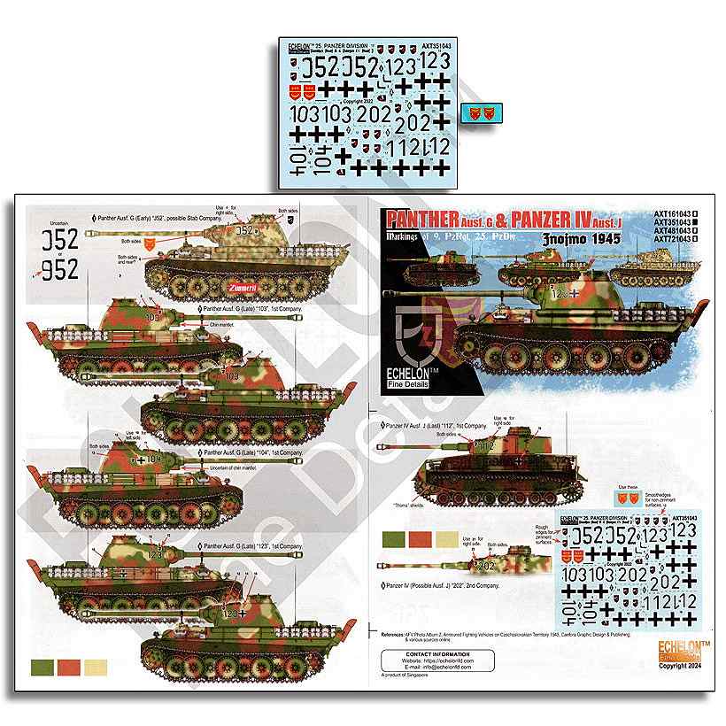 【新製品】AXT351043 1/35 WWII ドイツ 第25装甲師団第9戦車連隊のパンサー戦車&IV号戦車 ズノイモ1945