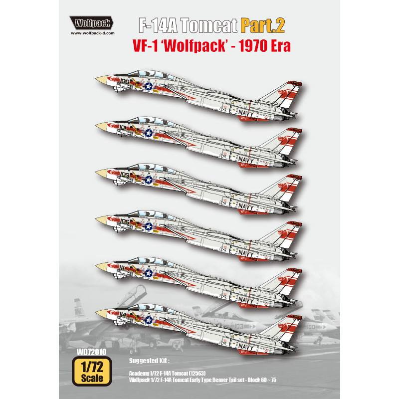 【新製品】WD72010 1/72 F-14A トムキャット パート2 VF-1 Wolfpack 1970 Era (1/72 アカデミー用)