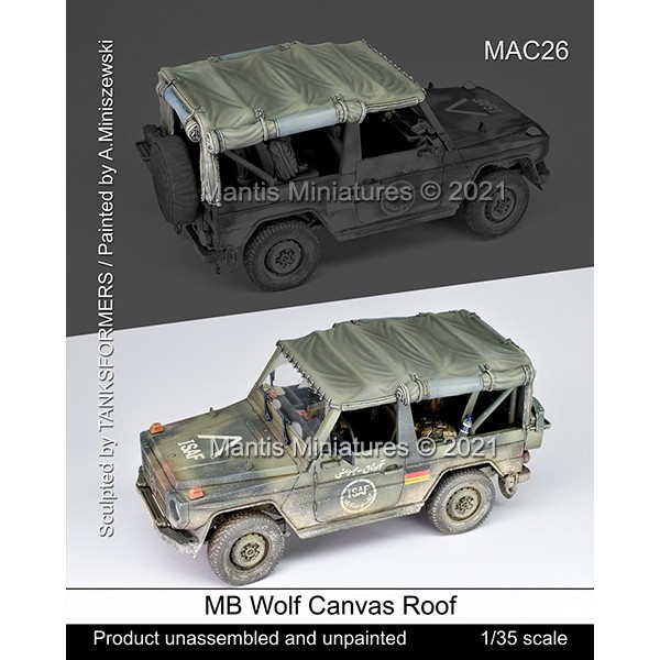 【新製品】MAC26 1/35 現用 ドイツ連邦軍 MBウルフ用キャンバスルーフセット(レベル用)