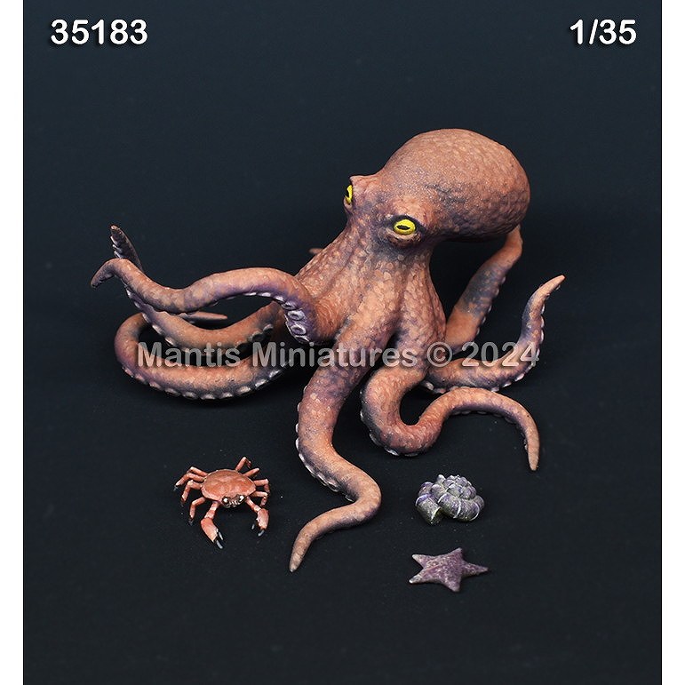 【新製品】35183 1/35 動物セット55 海中の生物 タコ/カニ/ヒトデ/巻き貝