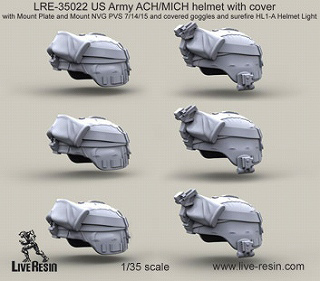 【新製品】[2013623502200] LRE-35022)アメリカ陸軍 ACH/MICH ヘルメット カバー付  ゴーグル(カバー付)装備