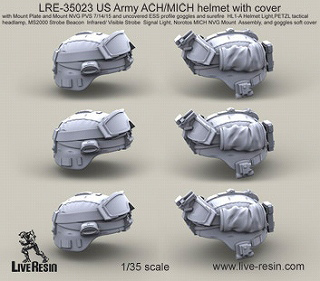 【新製品】[2013623502309] LRE-35023)アメリカ陸軍 ACH/MICH ヘルメット カバー付  ゴーグル(カバー無し)装備