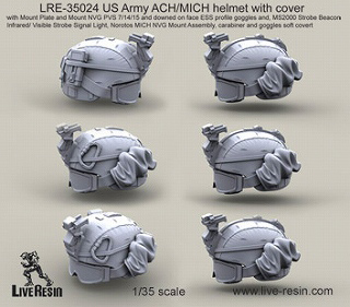 【新製品】[2013623502408] LRE-35024)アメリカ陸軍 ACH/MICH ヘルメット カバー付  ゴーグル装着状態