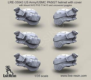 【新製品】[2013623504303] LRE-35043)アメリカ陸軍 カバー付きバスゲットヘルメット NVG PVS 7/14/15マウント&ゴーグル(カバー無し)付き