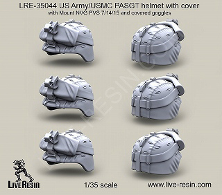 【新製品】[2013623504402] LRE-35044)アメリカ陸軍 カバー付きバスゲットヘルメット NVG PVS 7/14/15マウント&ゴーグル(カバーあり)付き