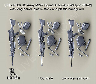 【新製品】[2013623508608] LRE-35086)アメリカ陸軍 M249軽機関銃(分隊支援火器/SAW) 長銃身、プラスチック製銃床 & プラスチック製ハンドガード付き