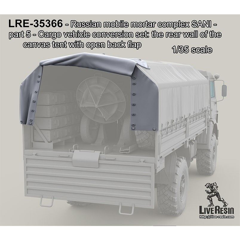 【新製品】LRE-35366 Russian mobile mortar complex SANI - part 5 - Cargo vehicle conversion set: the rear wall of the canvas tent with open back flap