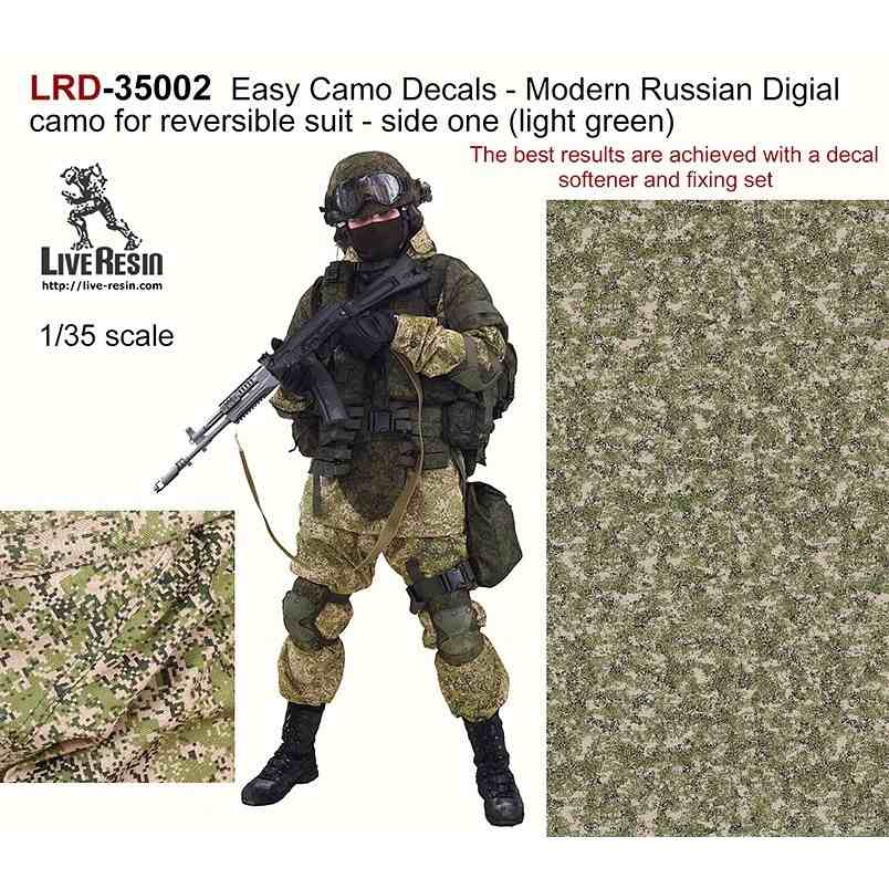 【新製品】LRD-35002 迷彩デカール 現用ロシアデジタル迷彩 リバーシブルユニフォーム用1 ライトグリーン