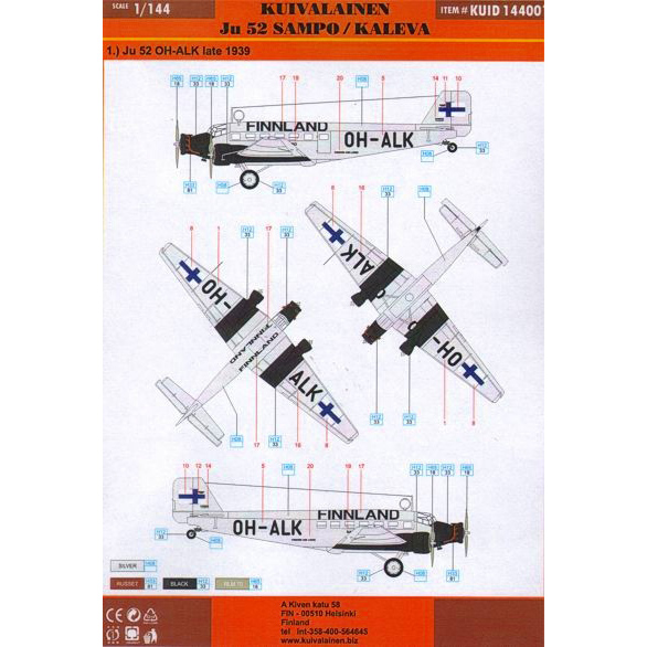 【新製品】[2014031400102] KUID144001)Ju52 OH-LAK 1942