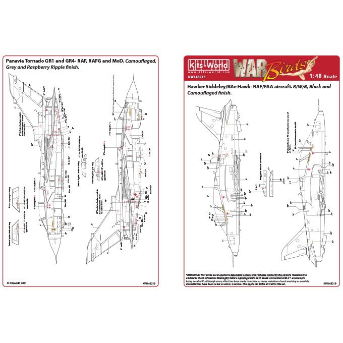 【新製品】KW148216 BAe ホーク/パナビア トーネード Gr.1/4 ステンシル