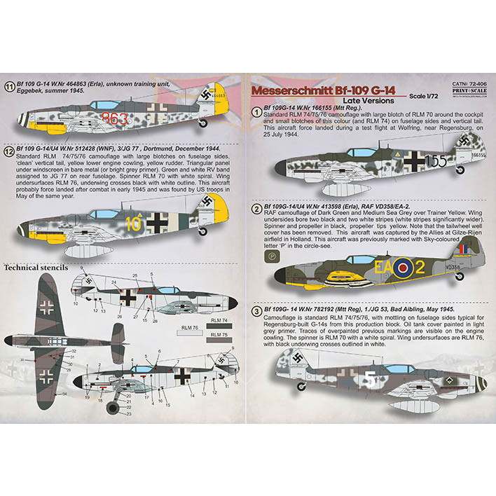 【新製品】72406 メッサーシュミット Bf109G-14