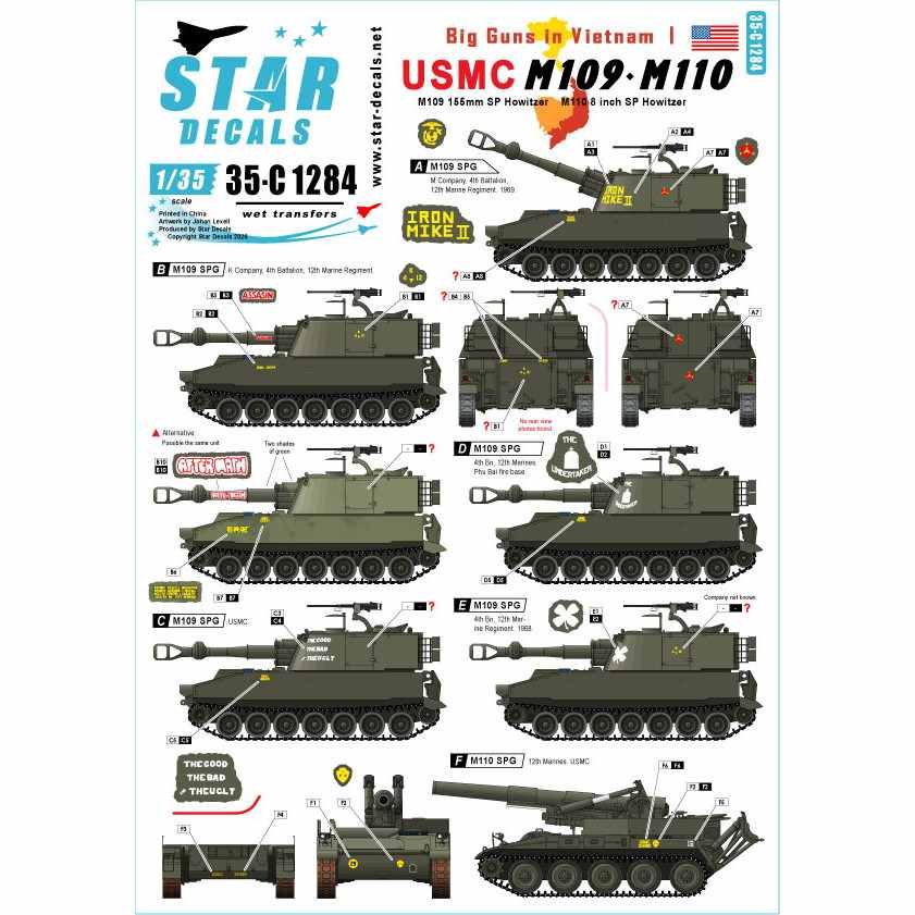 【新製品】35-C1284 ベトナム戦争 米 ビッグガンインベトナム＃1 ベトナムで運用された米海兵隊のM109/M110