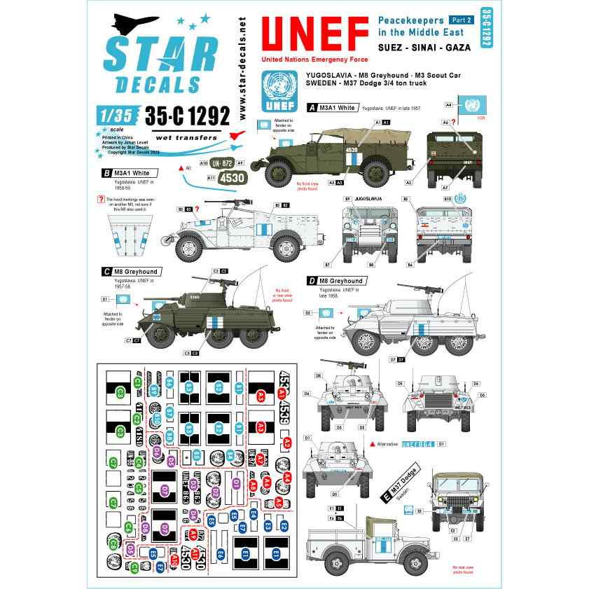 【新製品】35-C1292 現用 中東/欧 中東での平和維持軍 スエズ シナイ ガザ地区のUNEF ユーゴスラビアとスウェーデン軍車両