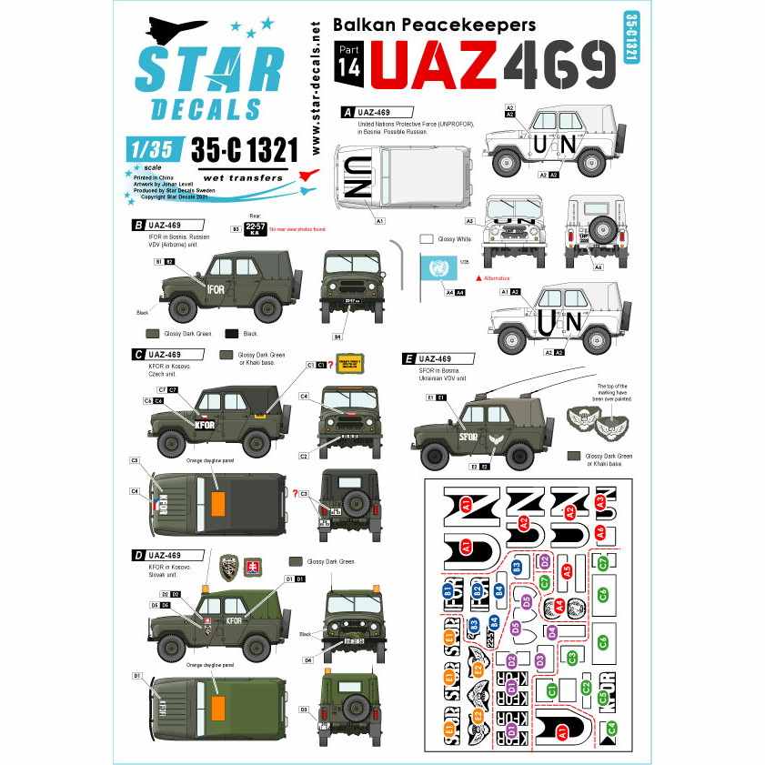 【新製品】35-C1321 1/35 現用 欧/ユーゴ ボスニアとコソボでのUAZ-469 UN/IFOR/SFOR/KFORのマーキング