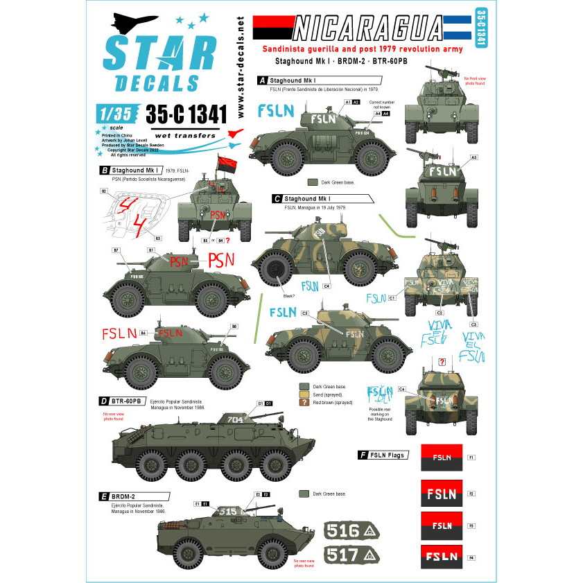 【新製品】35-C1341 1/35 現用 ニカラグア＃2 サンディニスタ民族解放戦線と1979年以降の革命軍 スタッグハウンドMkI BRDM-2 BTR-60PB